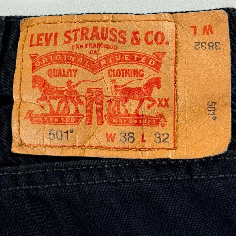 Levi's‎ 501 Original Jeans Mens 38x32 Black Button Fly Straight Leg NWT